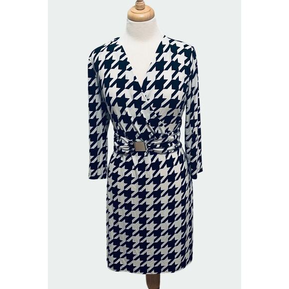 Ellen Tracy Dresses & Skirts - Ellen Tracy Career Office Siren Dress Size 14 Stretch Knit Houndstooth Mob Wife